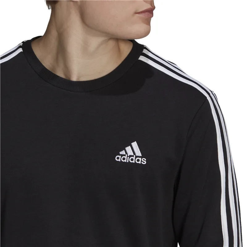 adidas Essentials French Terry 3 Stripe Sweatshirt - Mens - Black/White