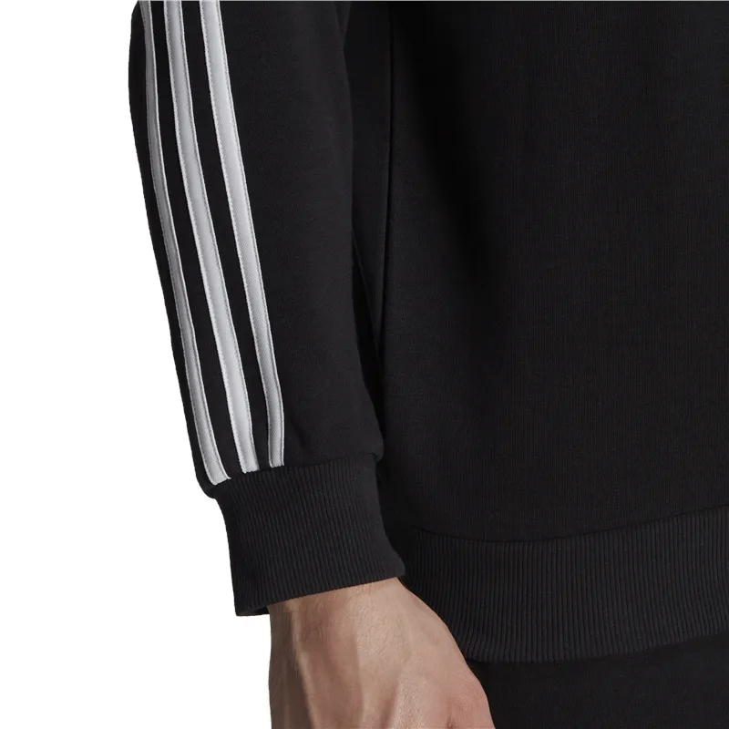 adidas Essentials French Terry 3 Stripe Sweatshirt - Mens - Black/White