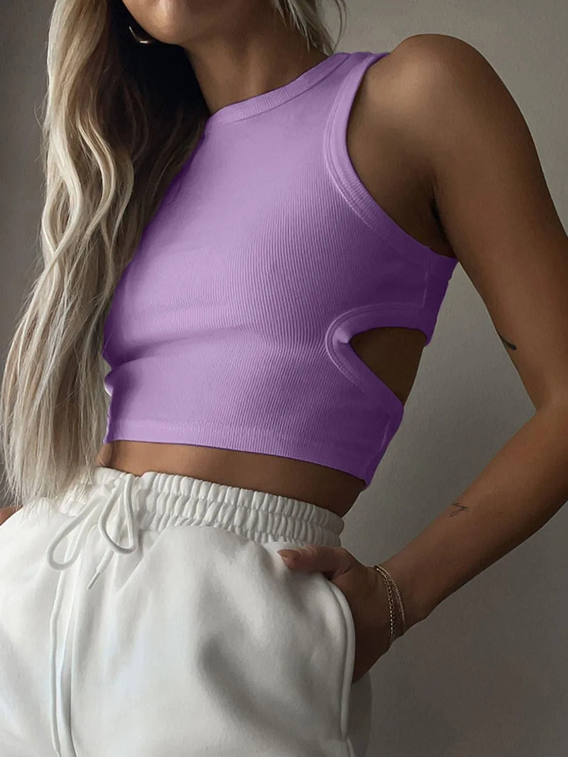 Alex Cutout Round Neck Tank