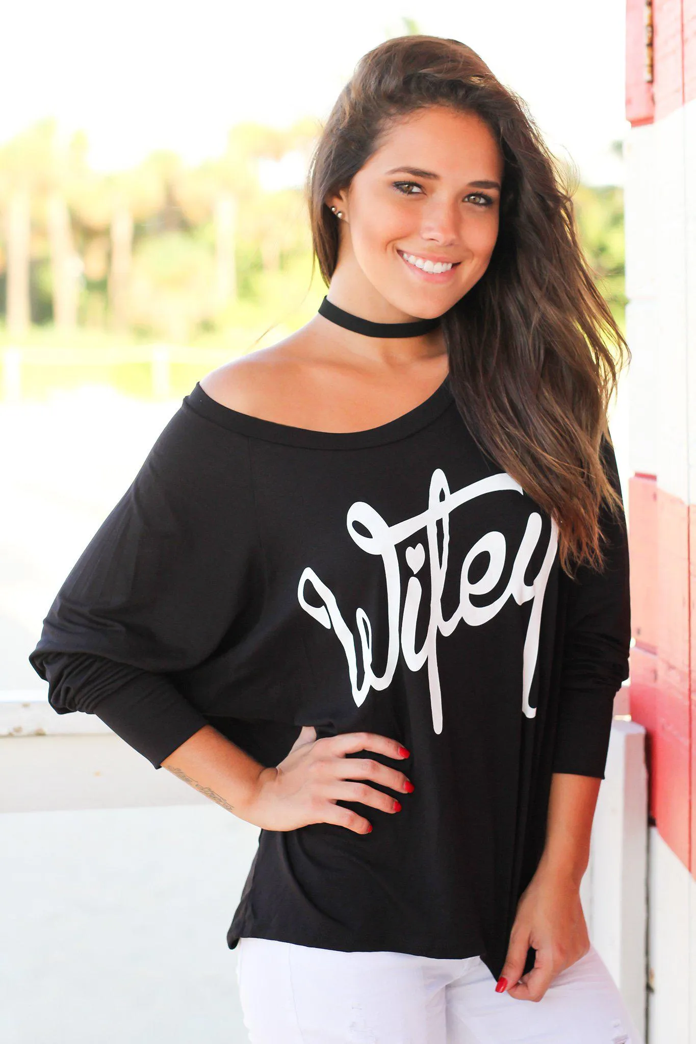 Black And White “Wifey” Top