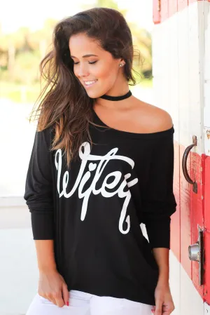 Black And White “Wifey” Top