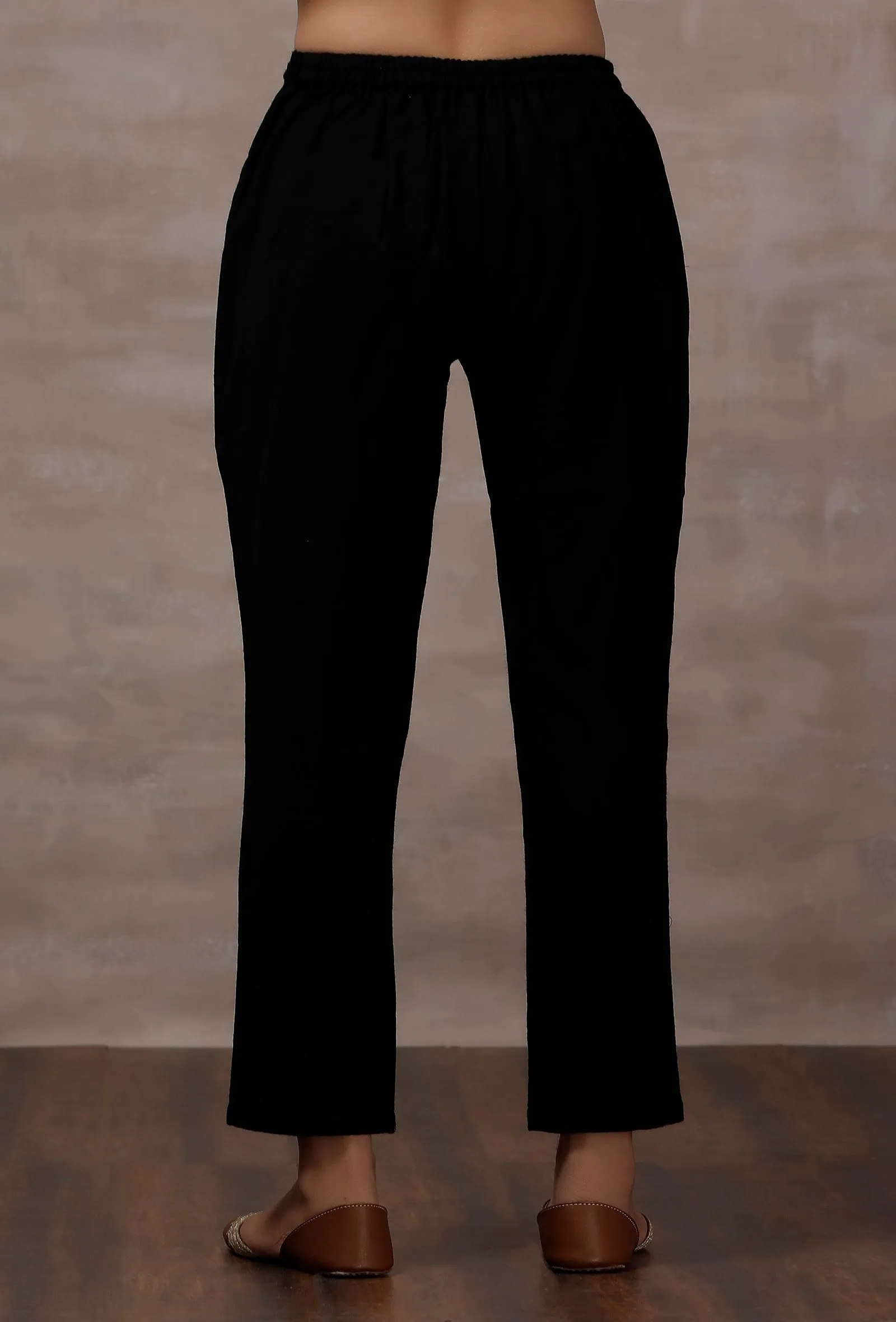 Black Straight Cashmilon Pants