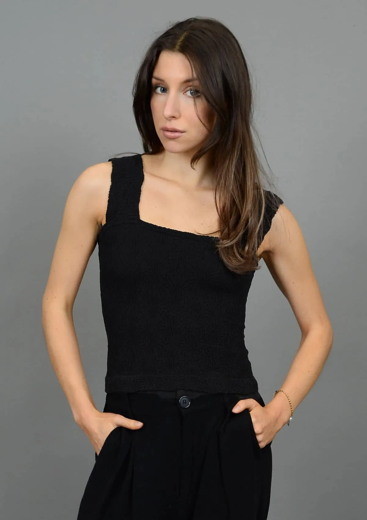 Cassira Jacquard Knit Tank Top - Black