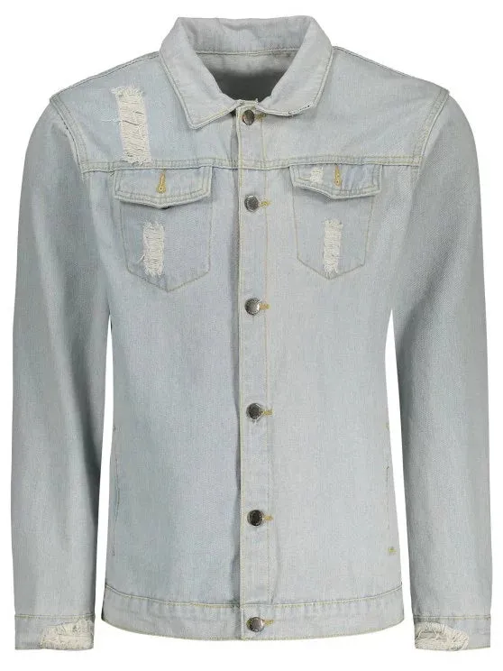 Chic Mens Distressed Denim Jacket