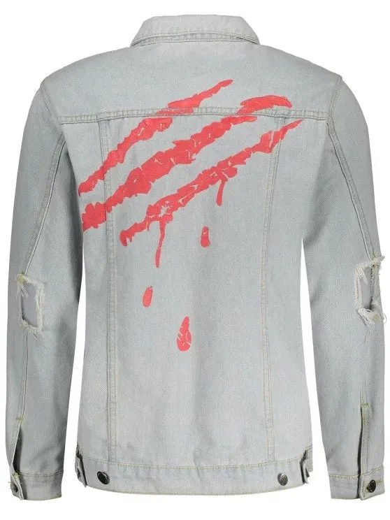 Chic Mens Distressed Denim Jacket