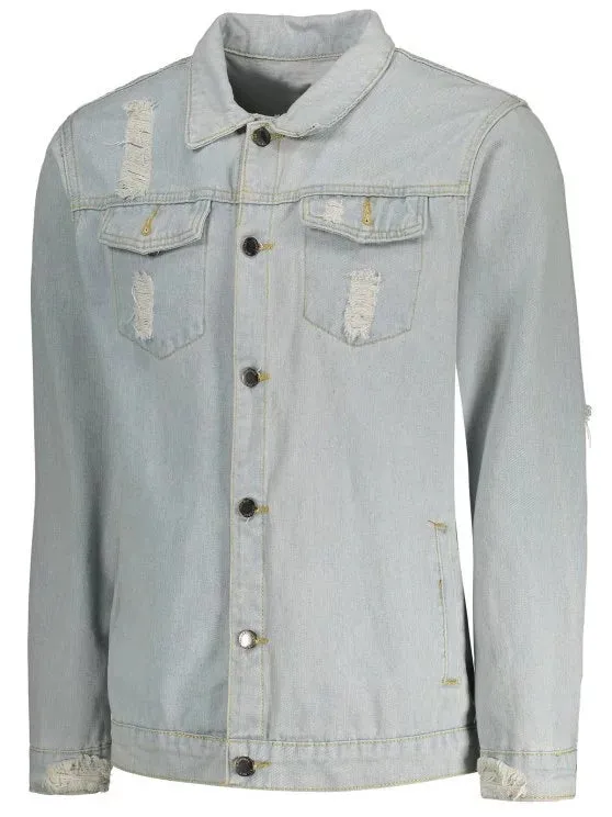 Chic Mens Distressed Denim Jacket