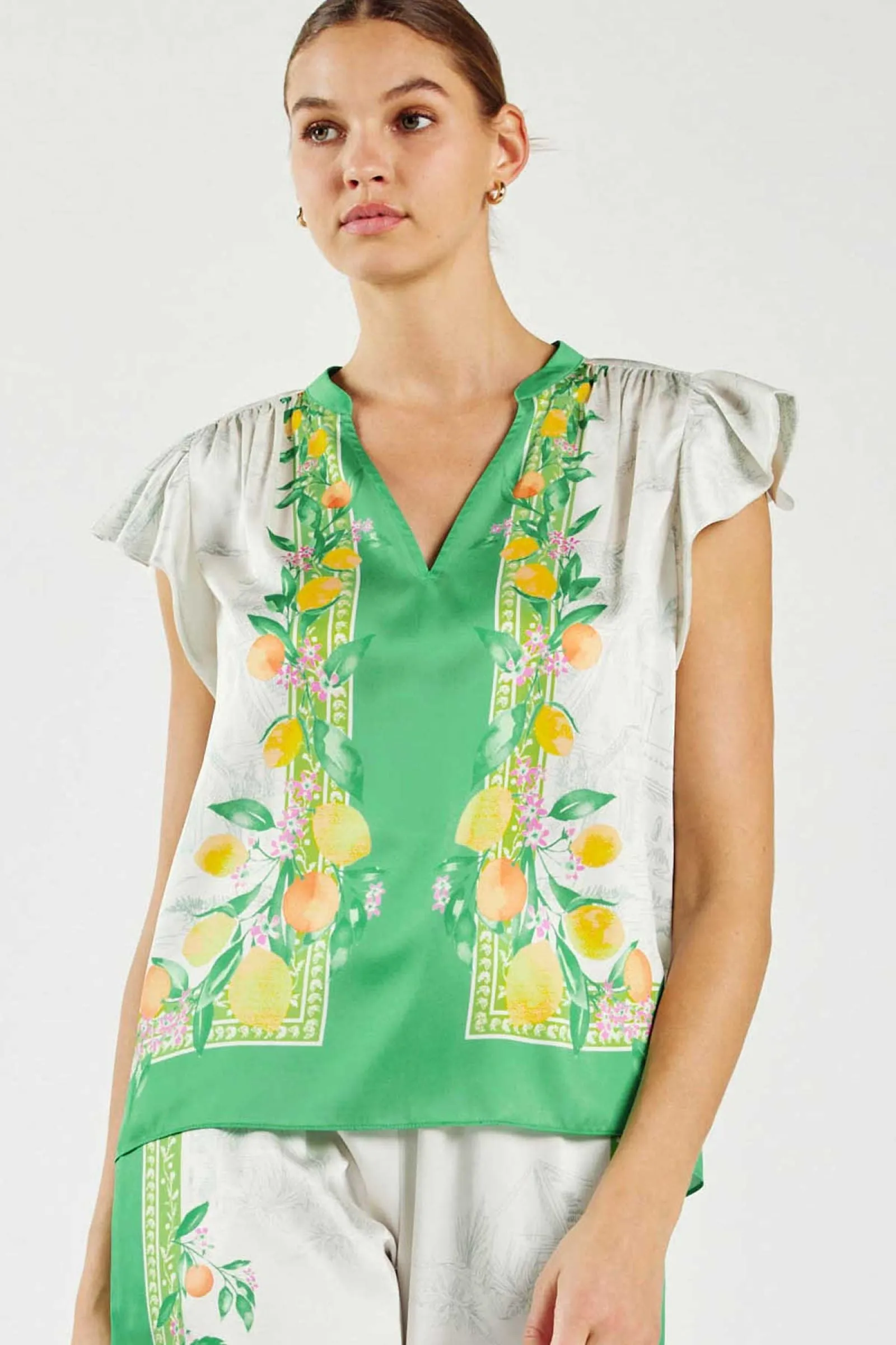 Citrus Garden Silky Top - Green