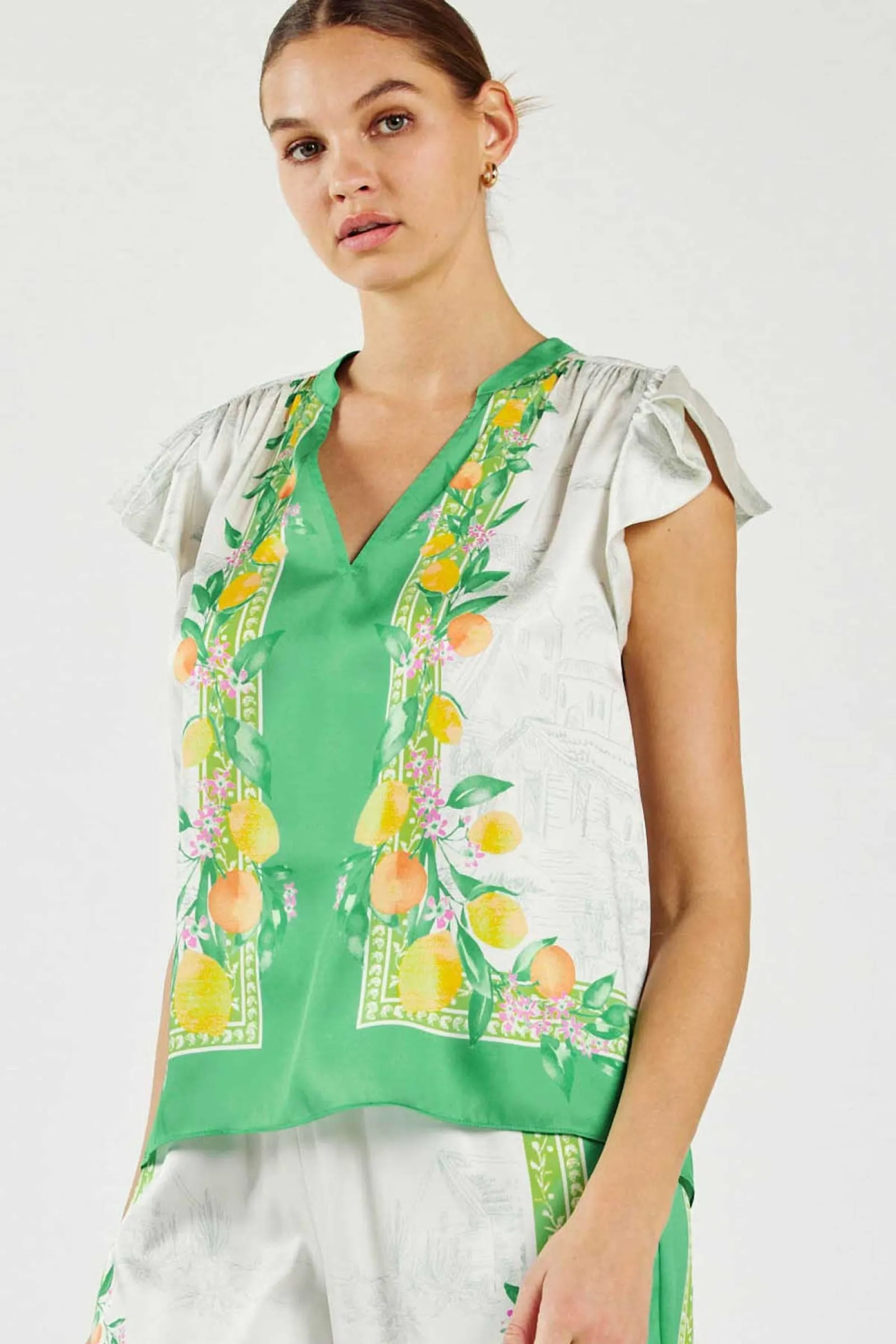 Citrus Garden Silky Top - Green