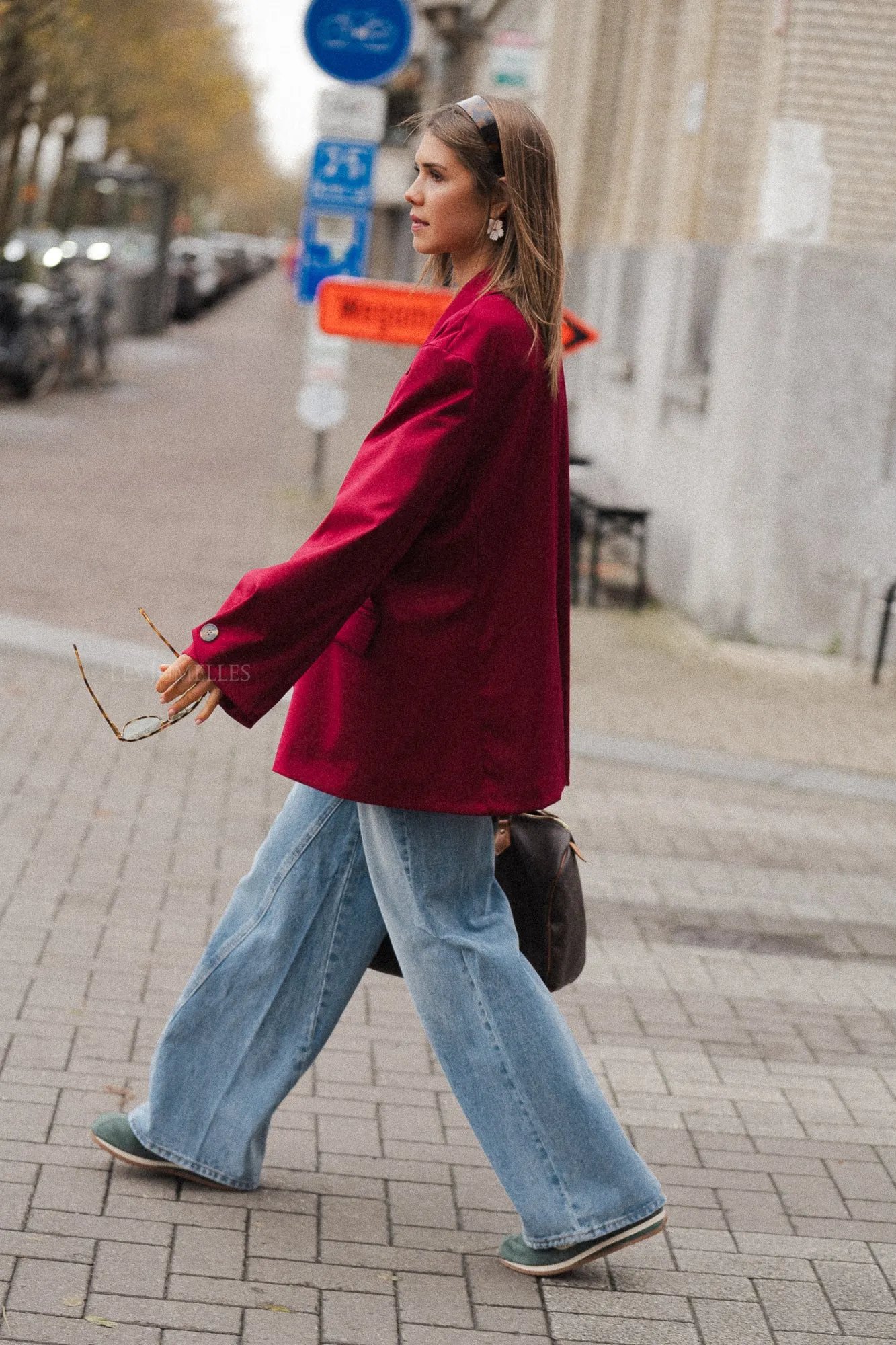 Clara oversized blazer cherry red