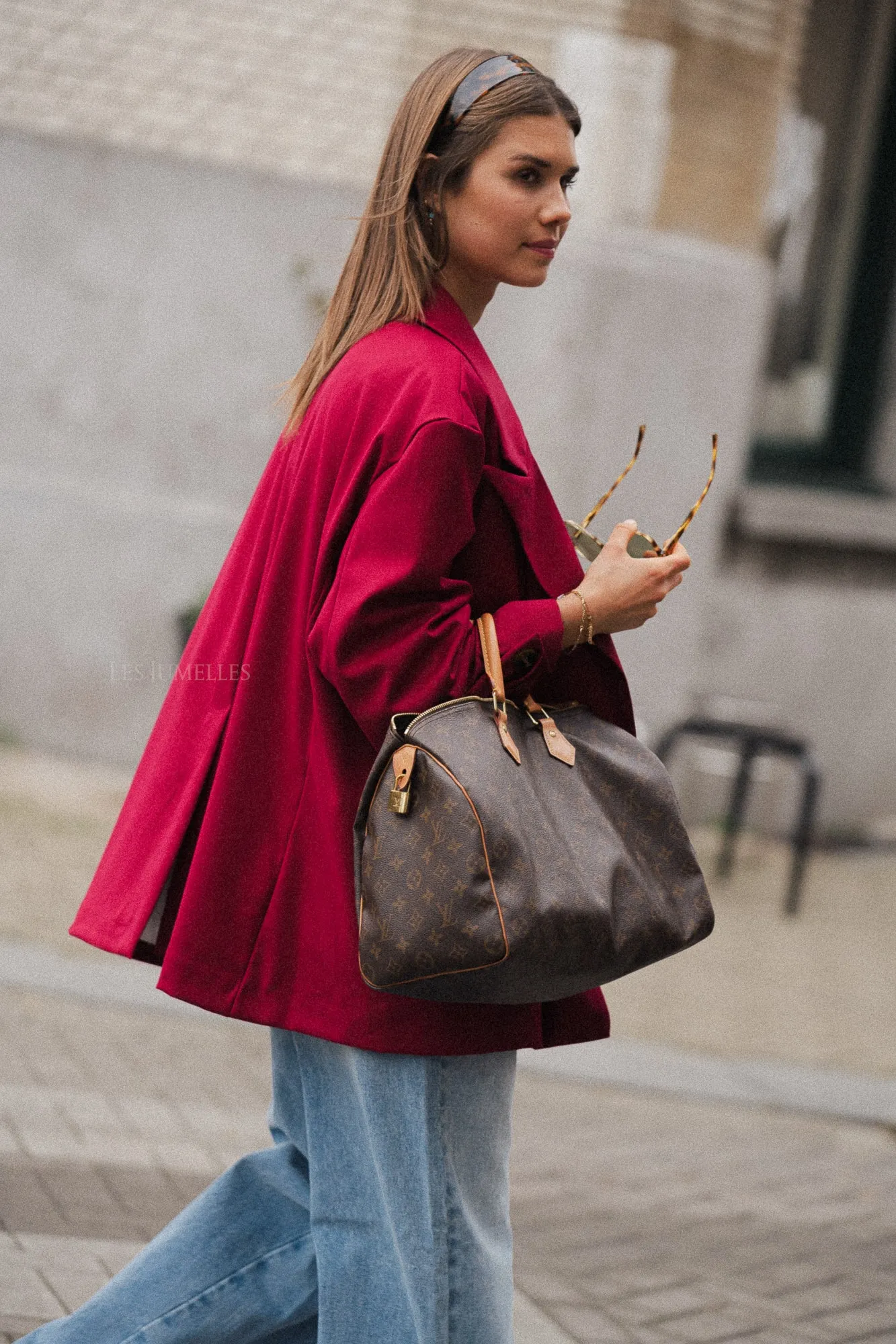 Clara oversized blazer cherry red