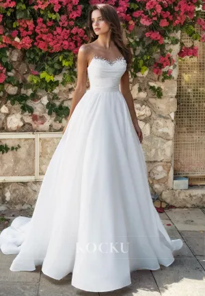 Classic & Timeless Sweetheart Sleeveless A-Line Beaded Wedding Dress