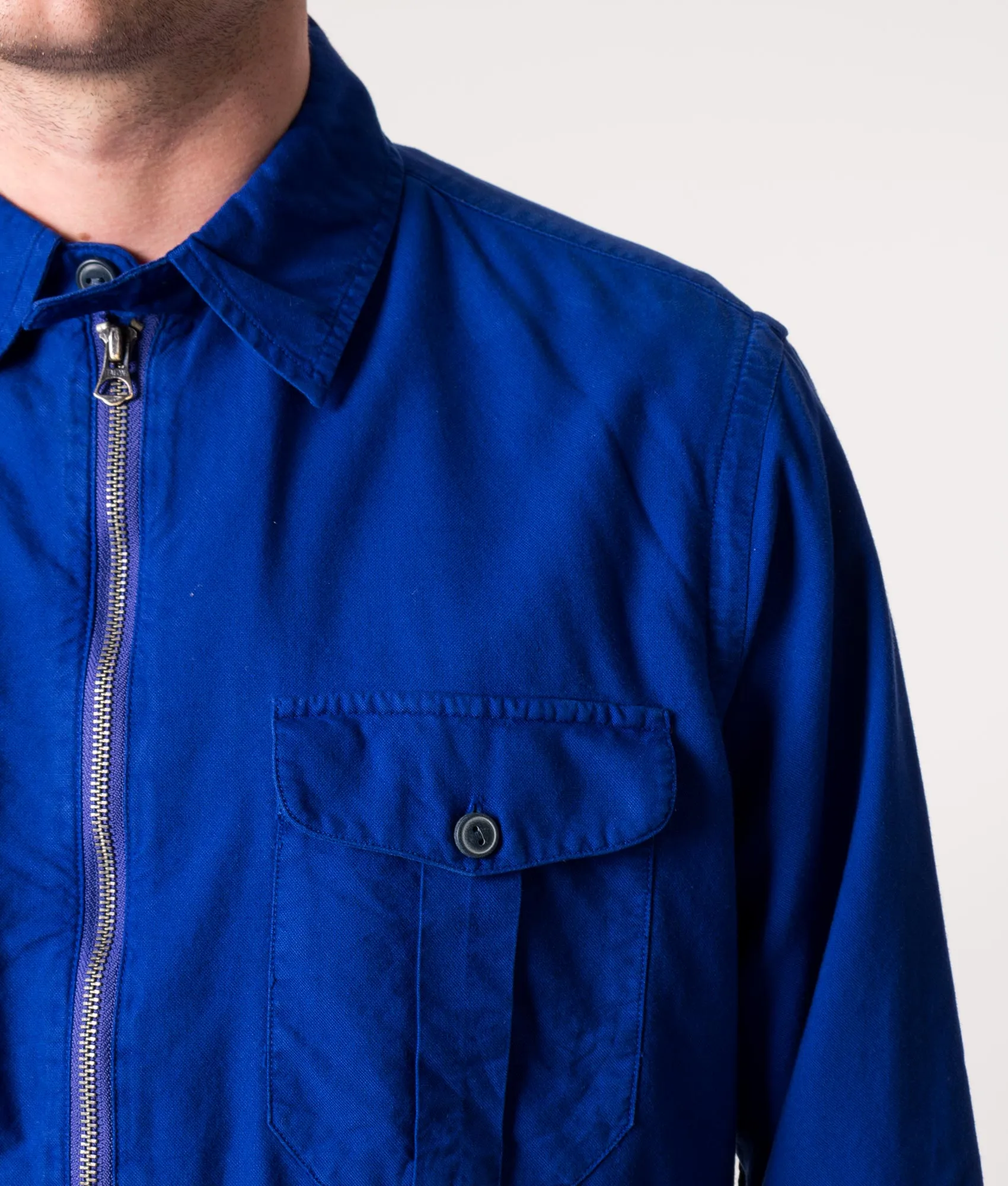 Classic Fit Zip Through Oxford Sport Overshirt