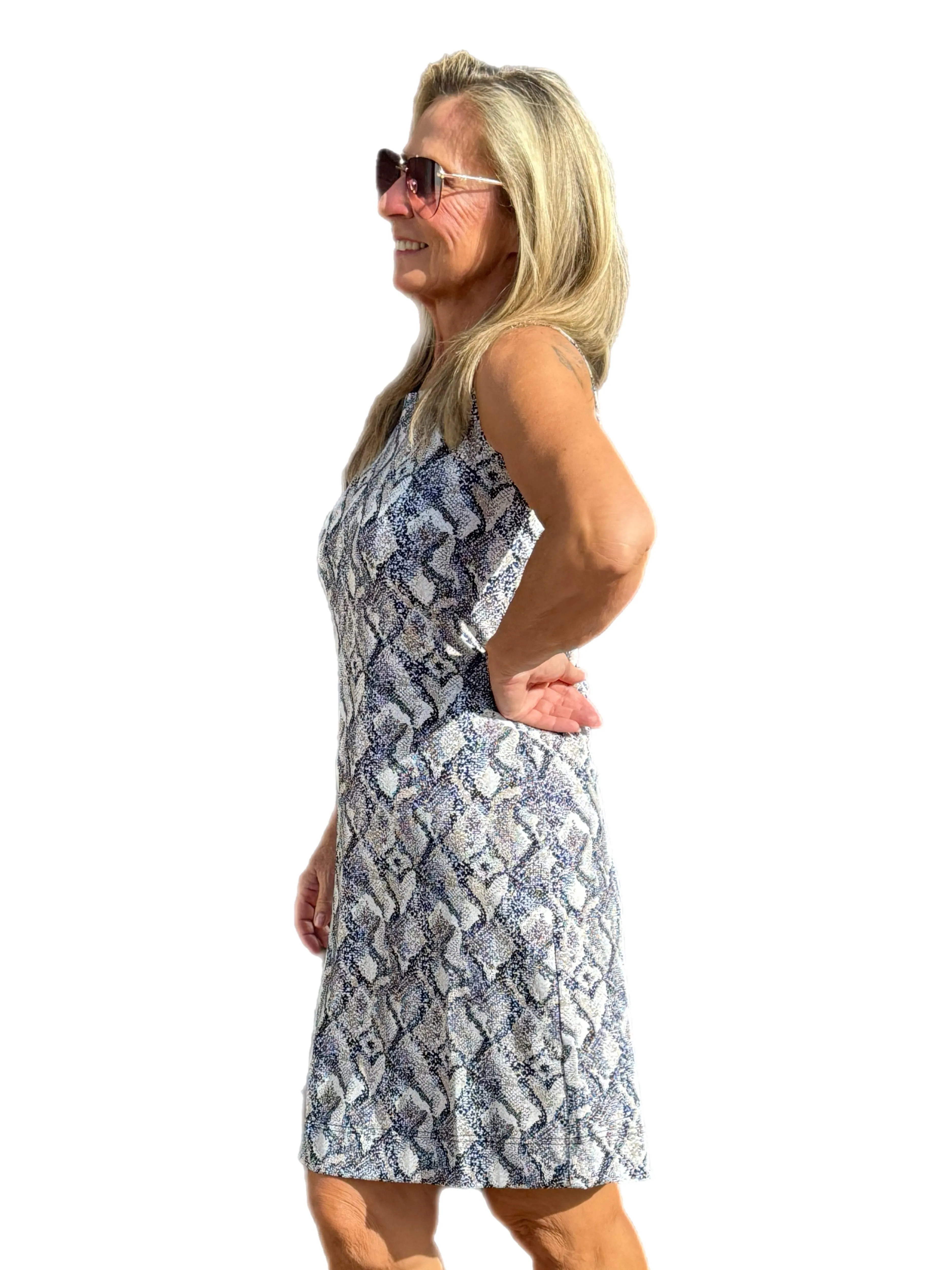 Classic Shift Dress with UPF50  Taupe Python