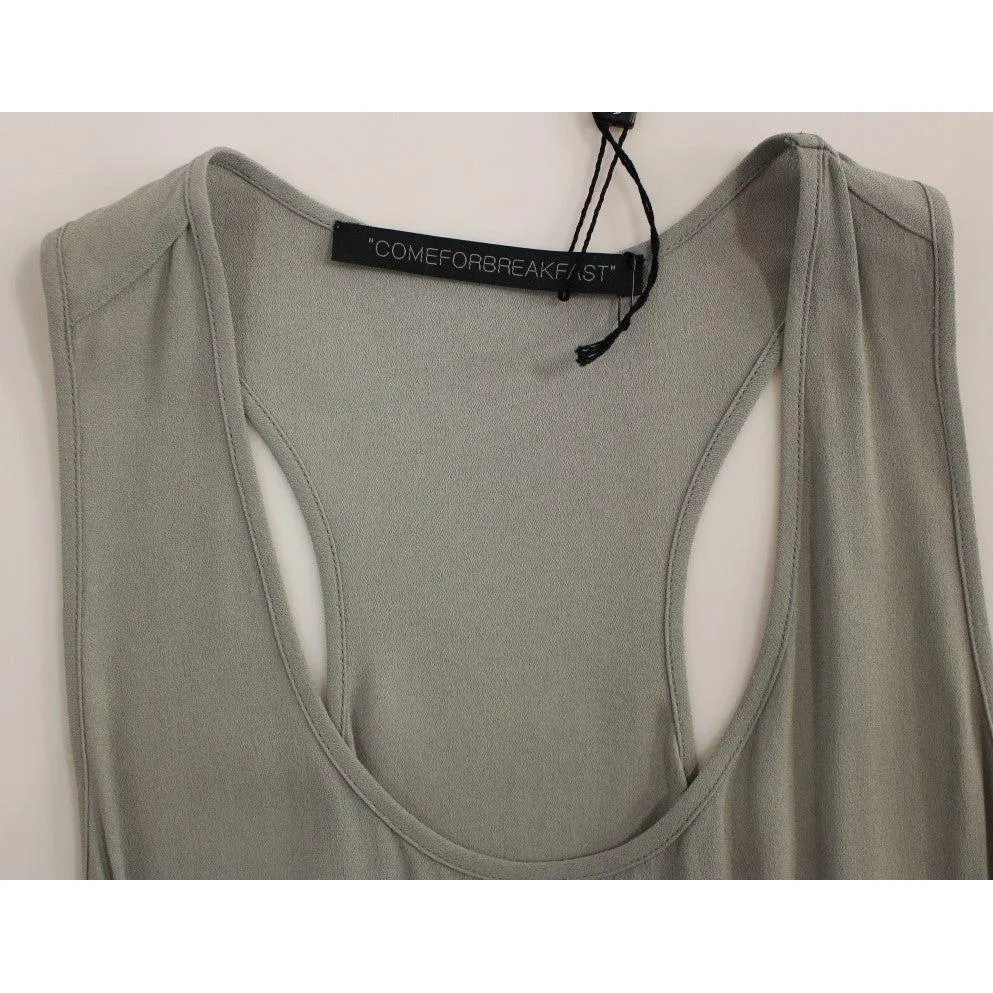 Comeforbreakfast Elegant Gray Viscose Top – Timeless Style