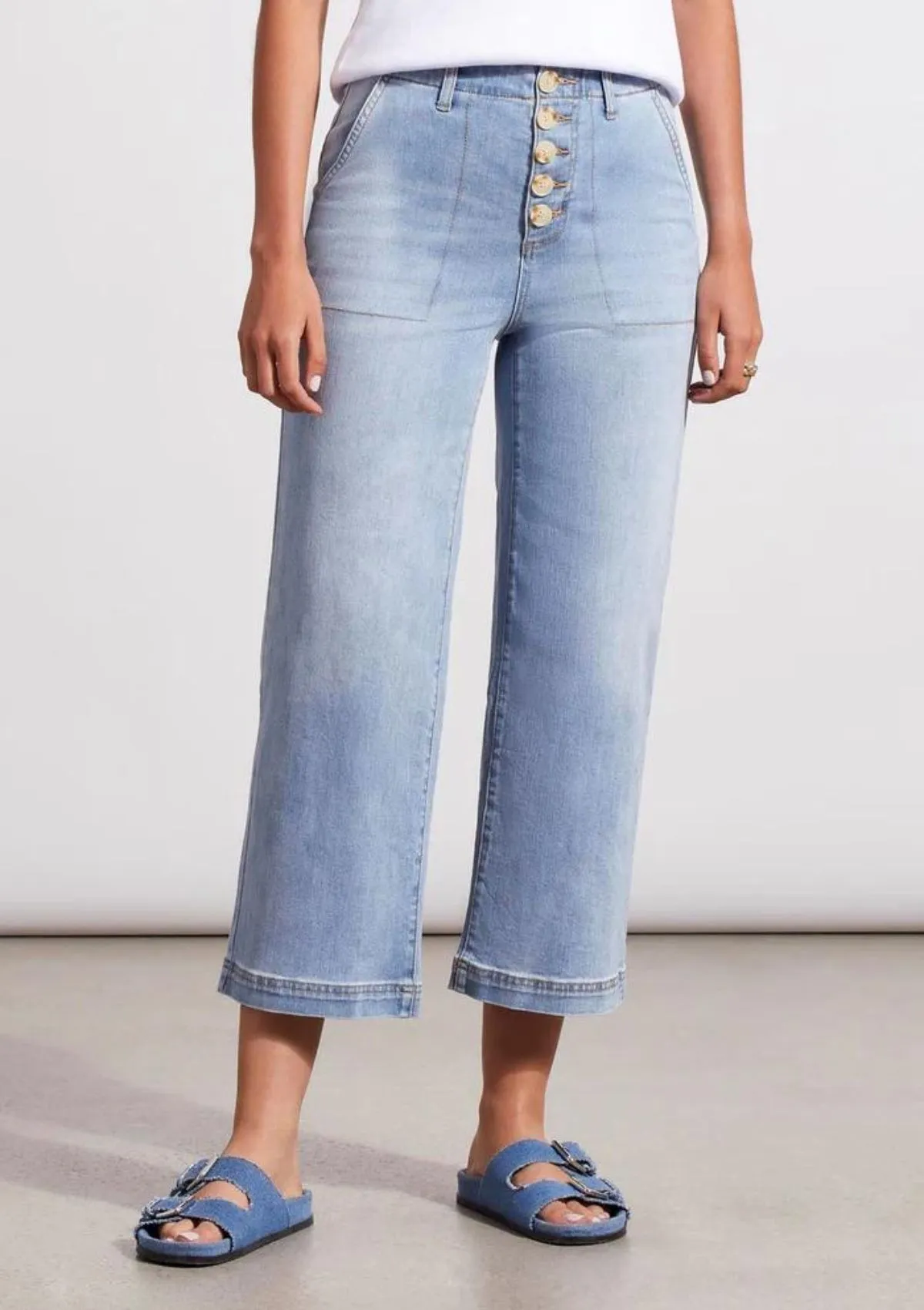 Coraline Hugging Button Fly Crop Wide Leg Jeans