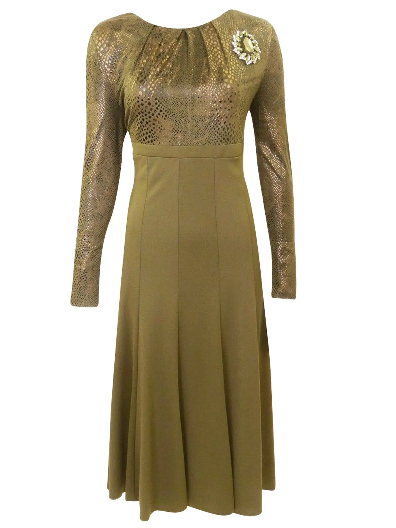 Dorinda Clark-Cole Olive Brooch Dress