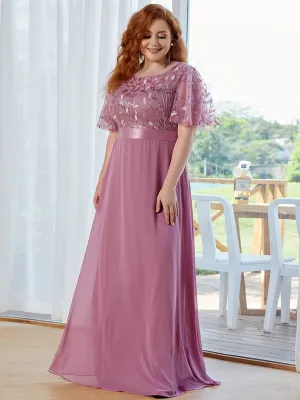 Elegant Plus Size A-Line Chiffon Evening Dress with Sequin