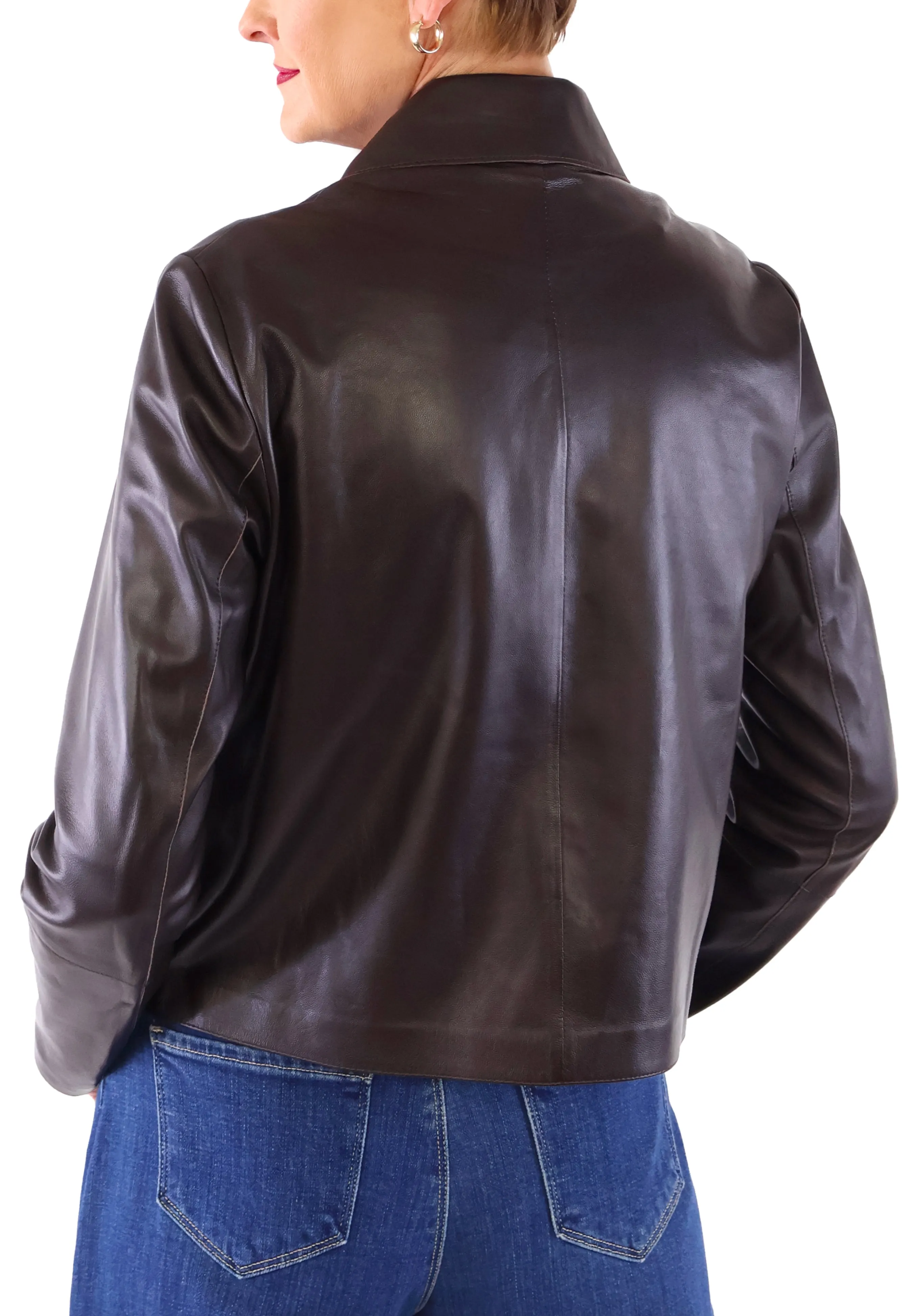 Emy Leather Jacket - Mud Brown