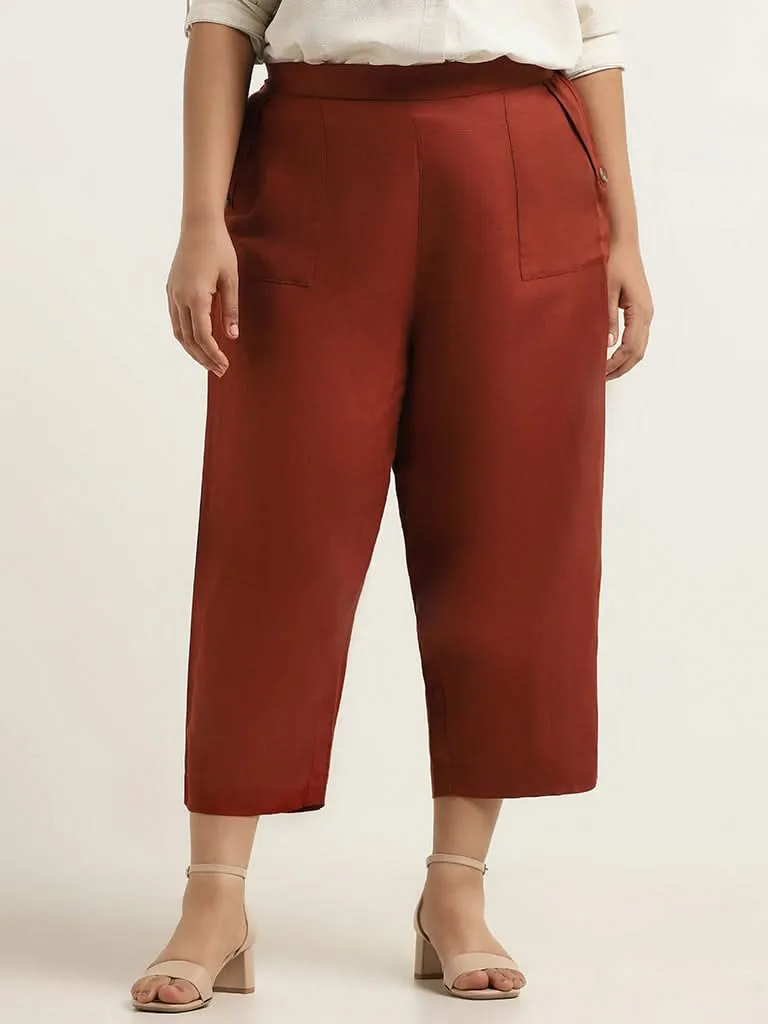 Gia Brown Cotton Wide-Leg Pants