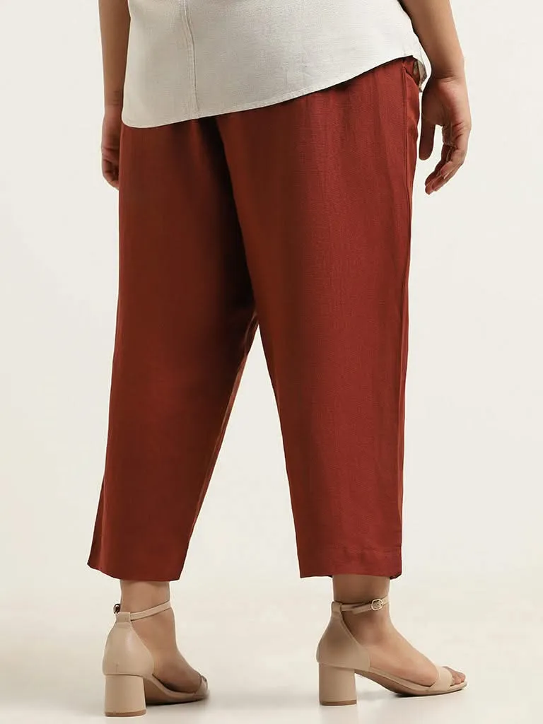 Gia Brown Cotton Wide-Leg Pants