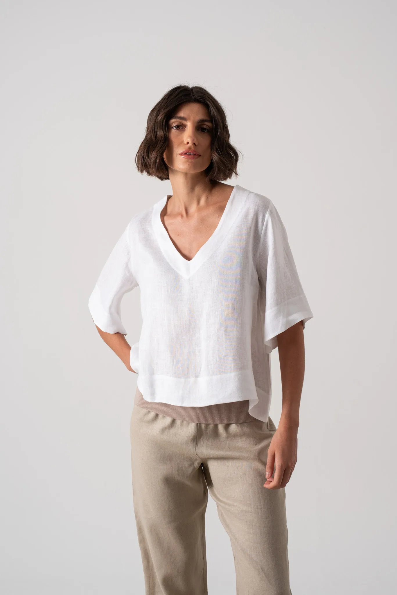 Hecate Linen Top White