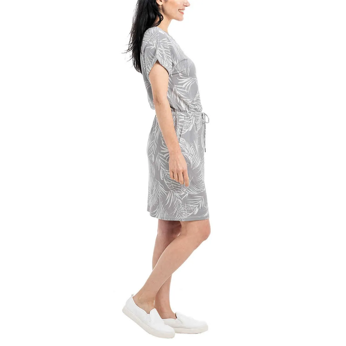 Hilary Radley Women's Short Sleeve Drawstring Waist Mini Dress