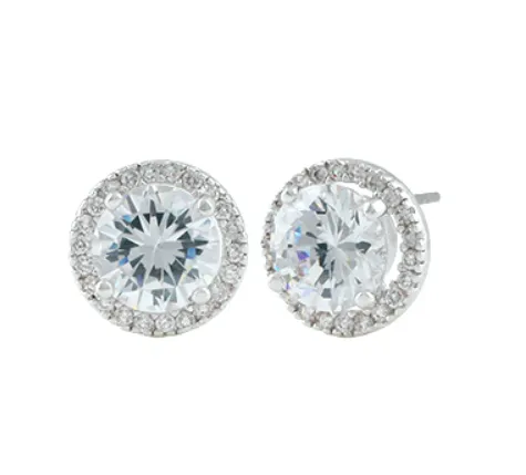 Jules Halo Clear Crystal Stud Earrings