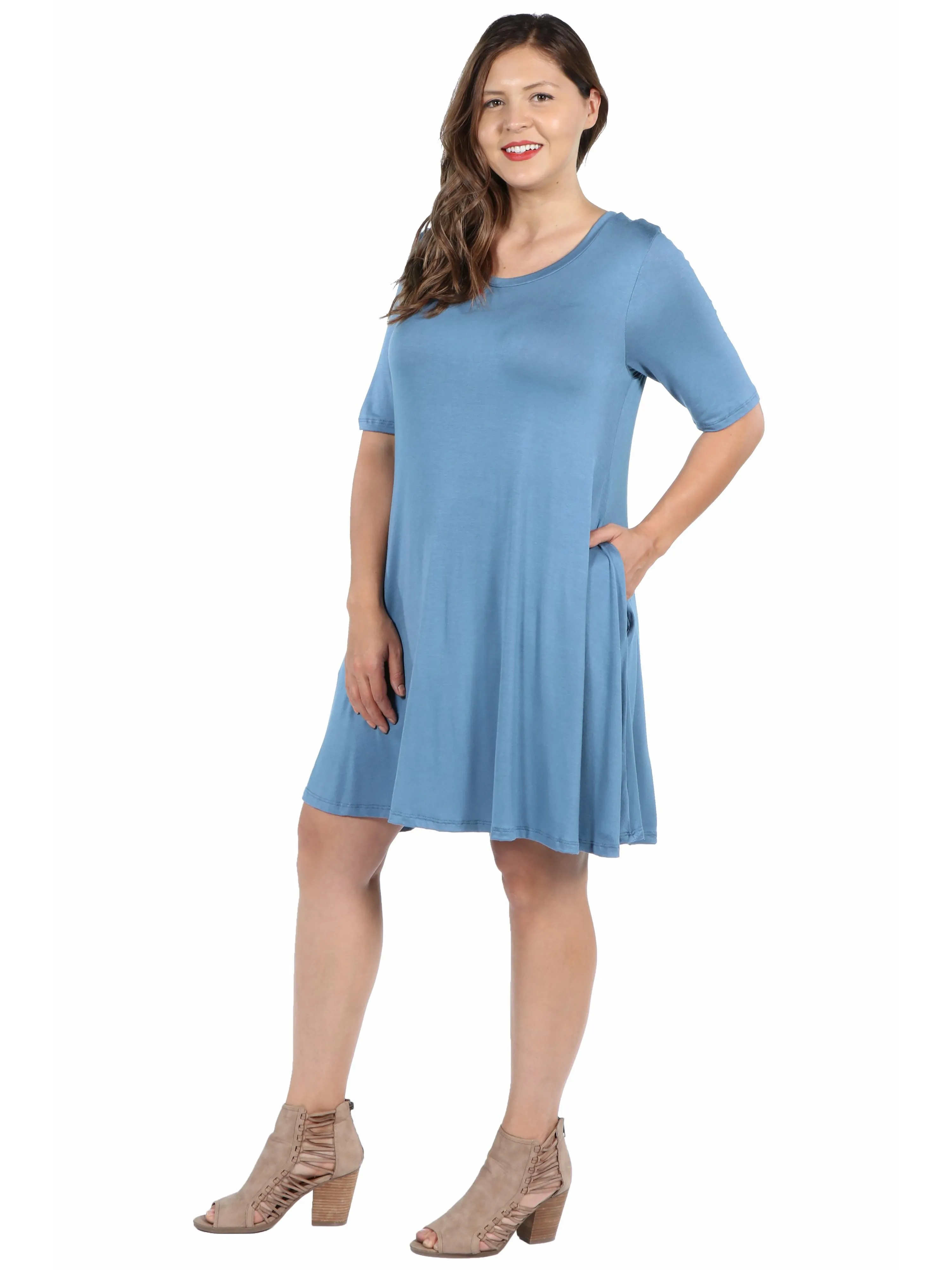 Knee Length Plus Size Pocket T Shirt Dress