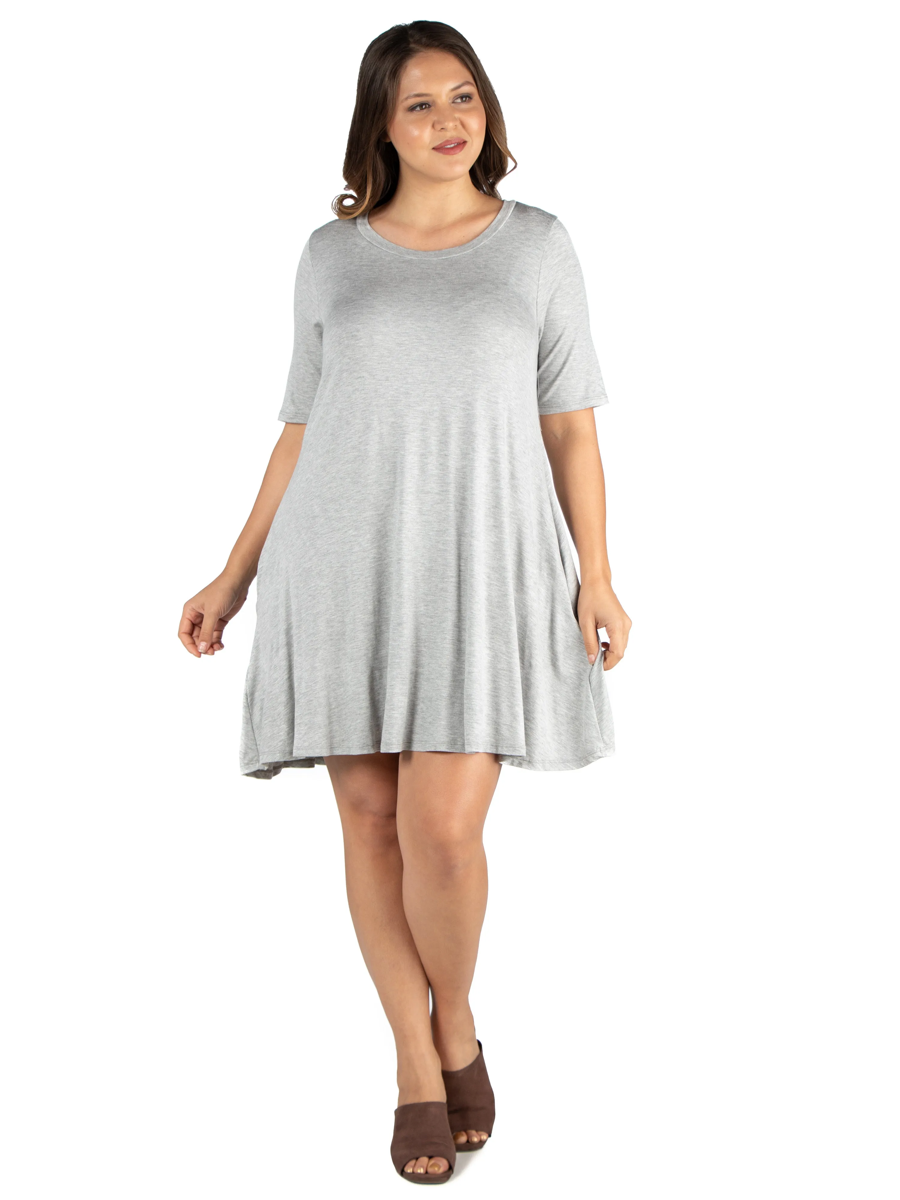 Knee Length Plus Size Pocket T Shirt Dress