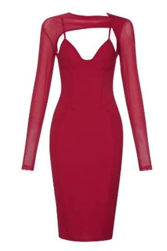 Lexi Bodycon Midi Dress - Red Wine