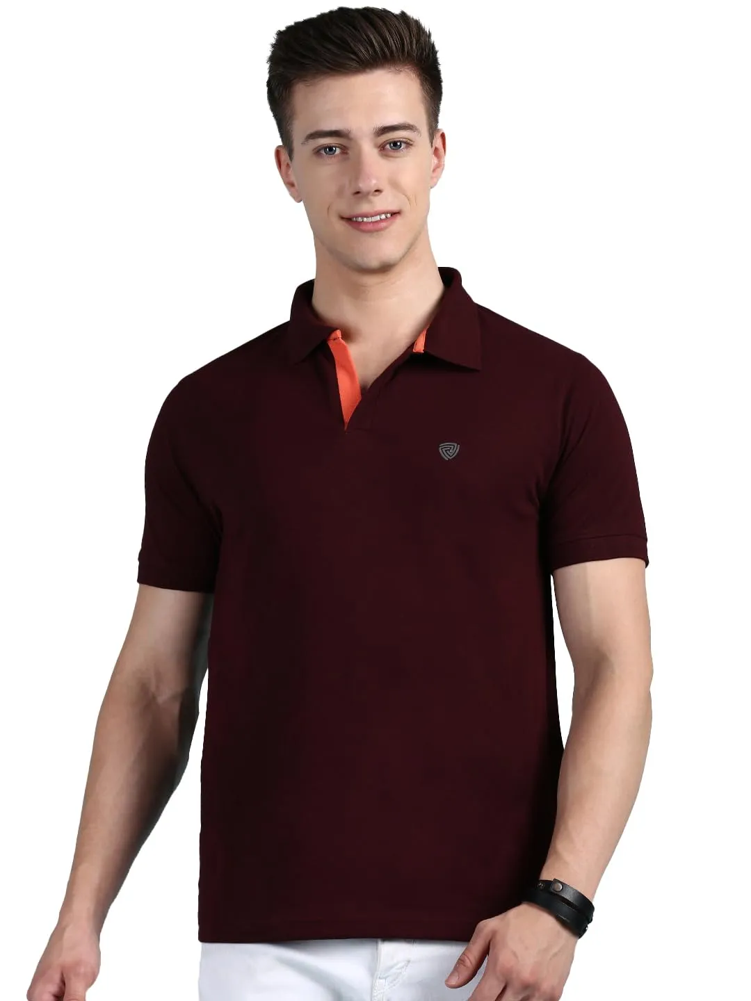 Lux Cozi Men's Pack of 1 Cofee Regular Fit Polo Neck Half Sleeve Solid Casual T-Shirt (Size : X-Large)