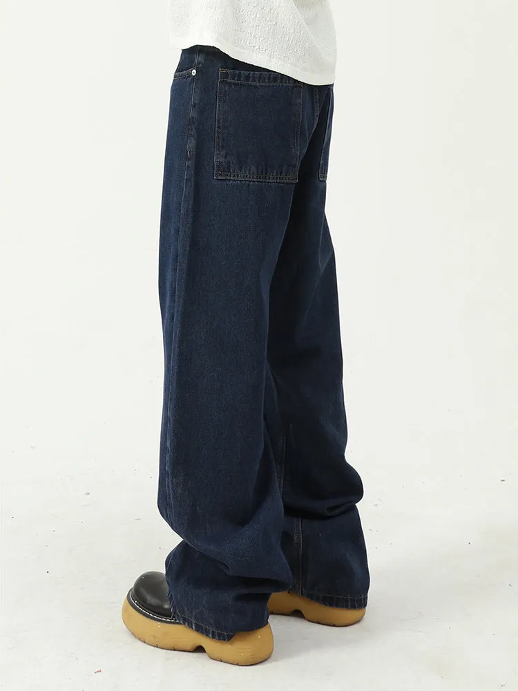 Men'S Straight Jeans In Navy Blue