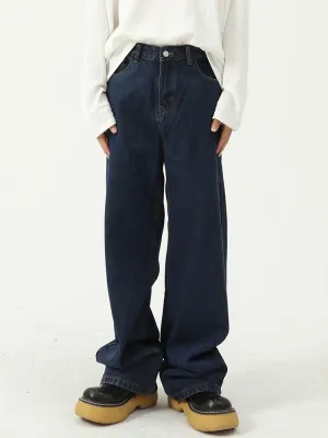 Men'S Straight Jeans In Navy Blue