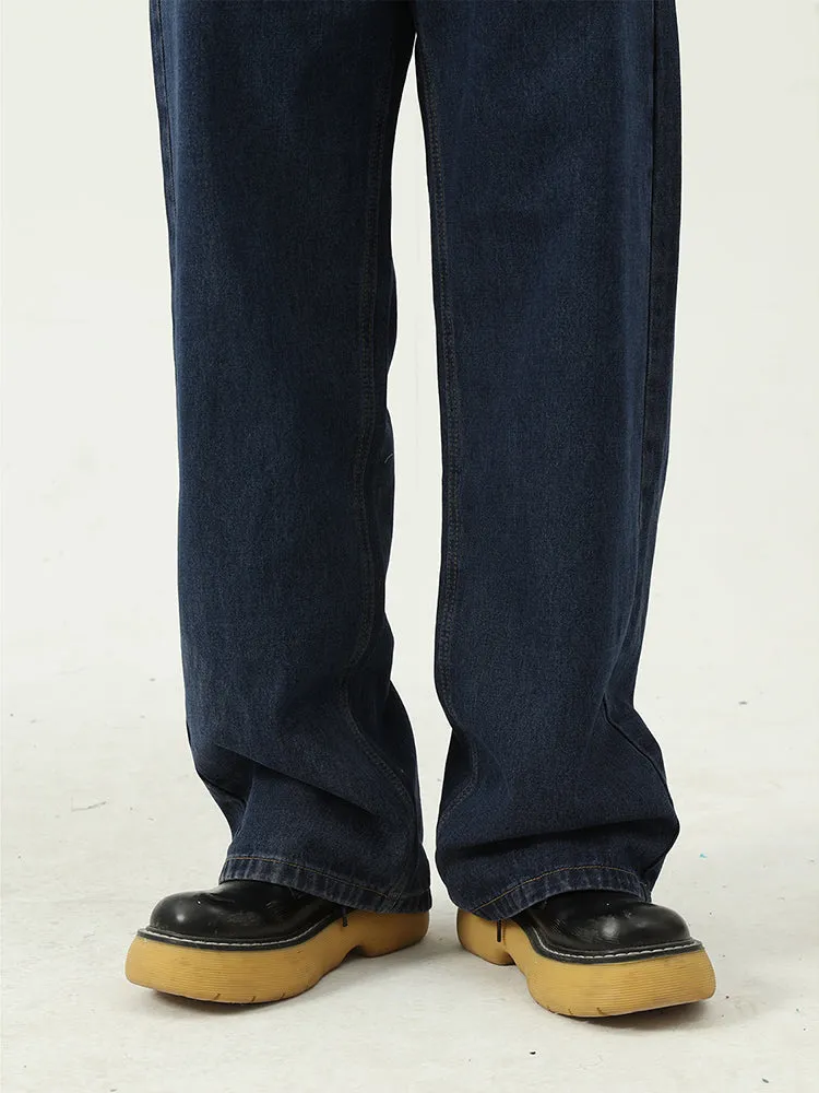 Men'S Straight Jeans In Navy Blue