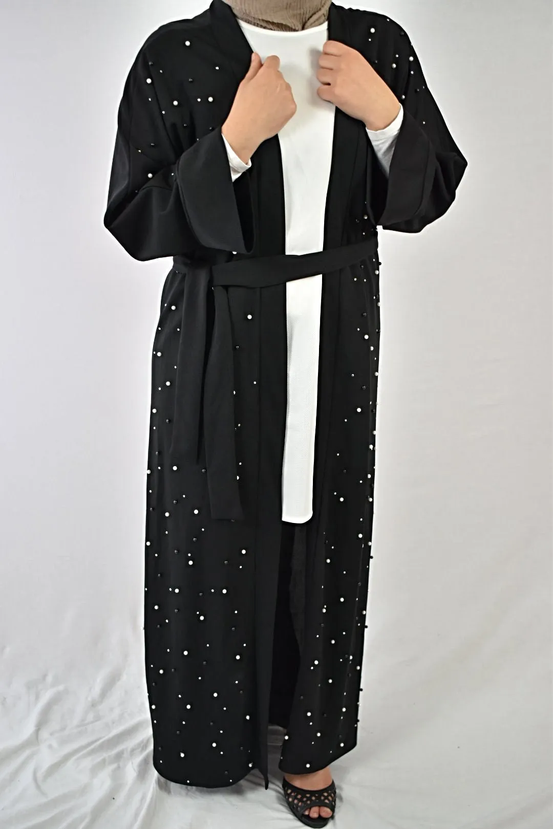 Midnight Pearls Abaya 3 Piece Set