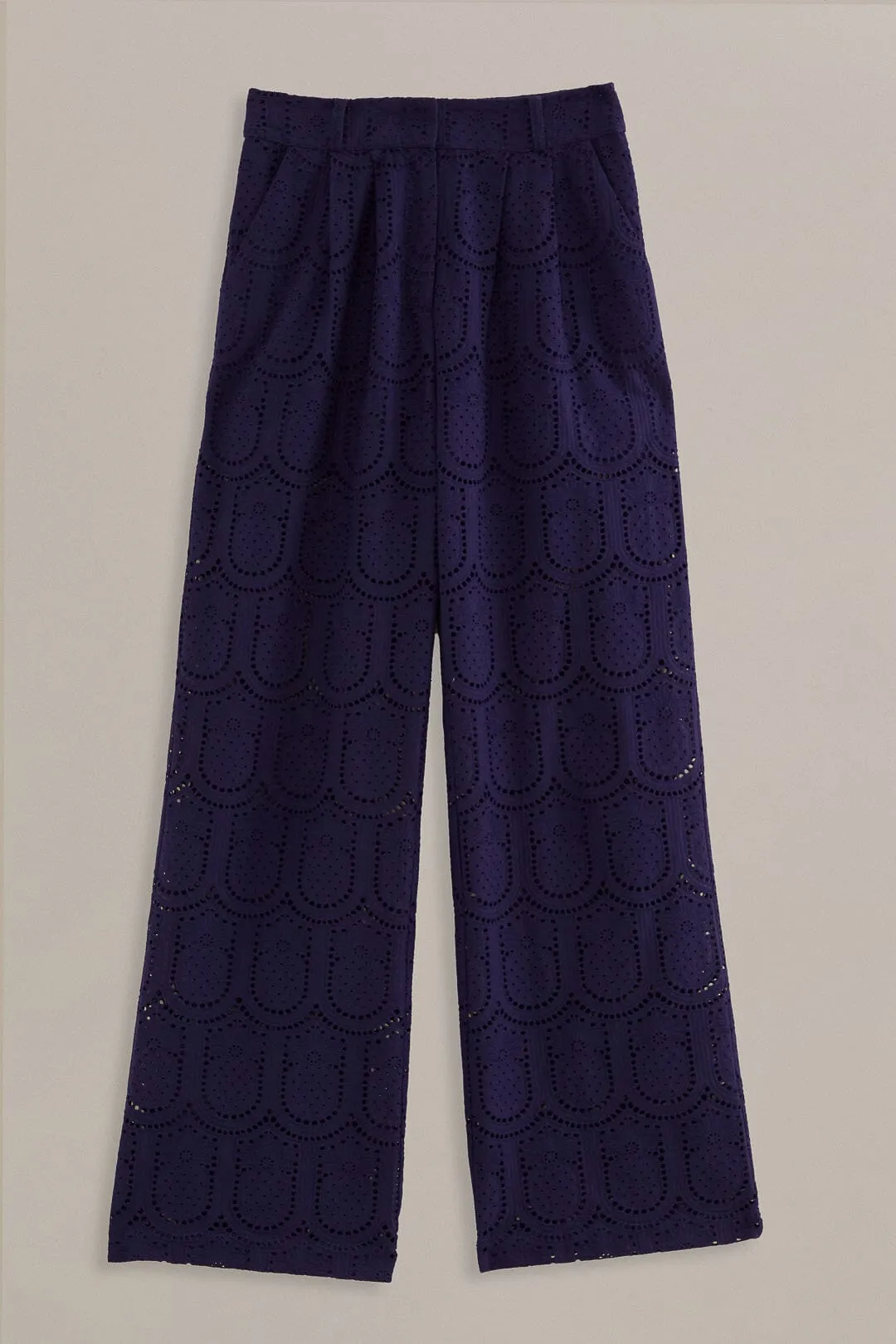 Navy Blue Pineapple Eyelet Pants