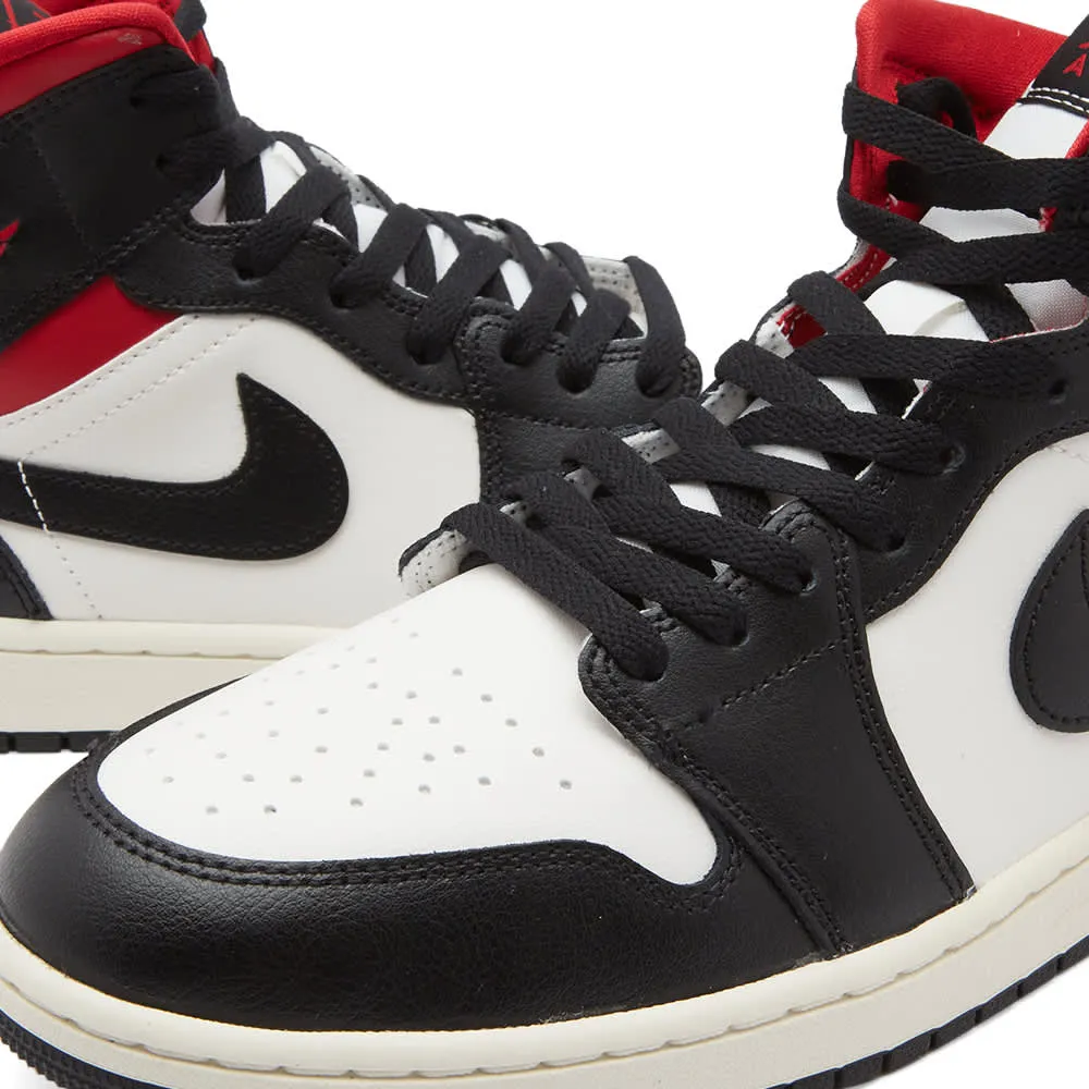 Nike Air Jordan 1 Mid W sneakers, black, white, red