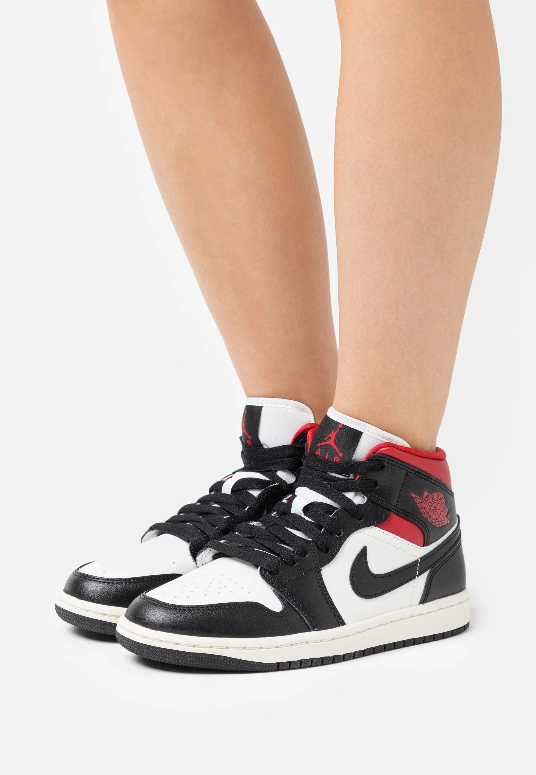 Nike Air Jordan 1 Mid W sneakers, black, white, red