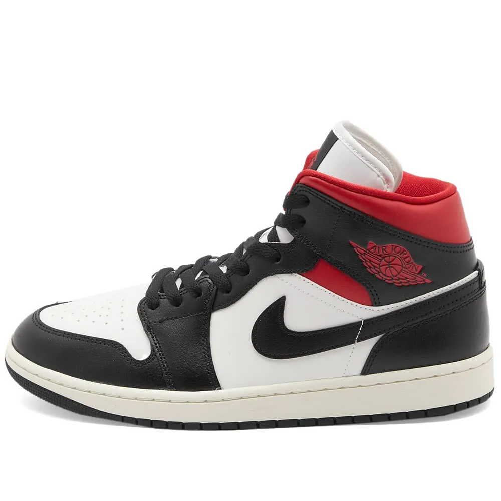 Nike Air Jordan 1 Mid W sneakers, black, white, red