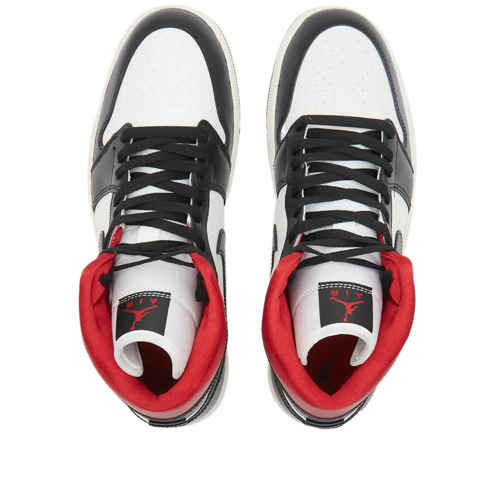 Nike Air Jordan 1 Mid W sneakers, black, white, red