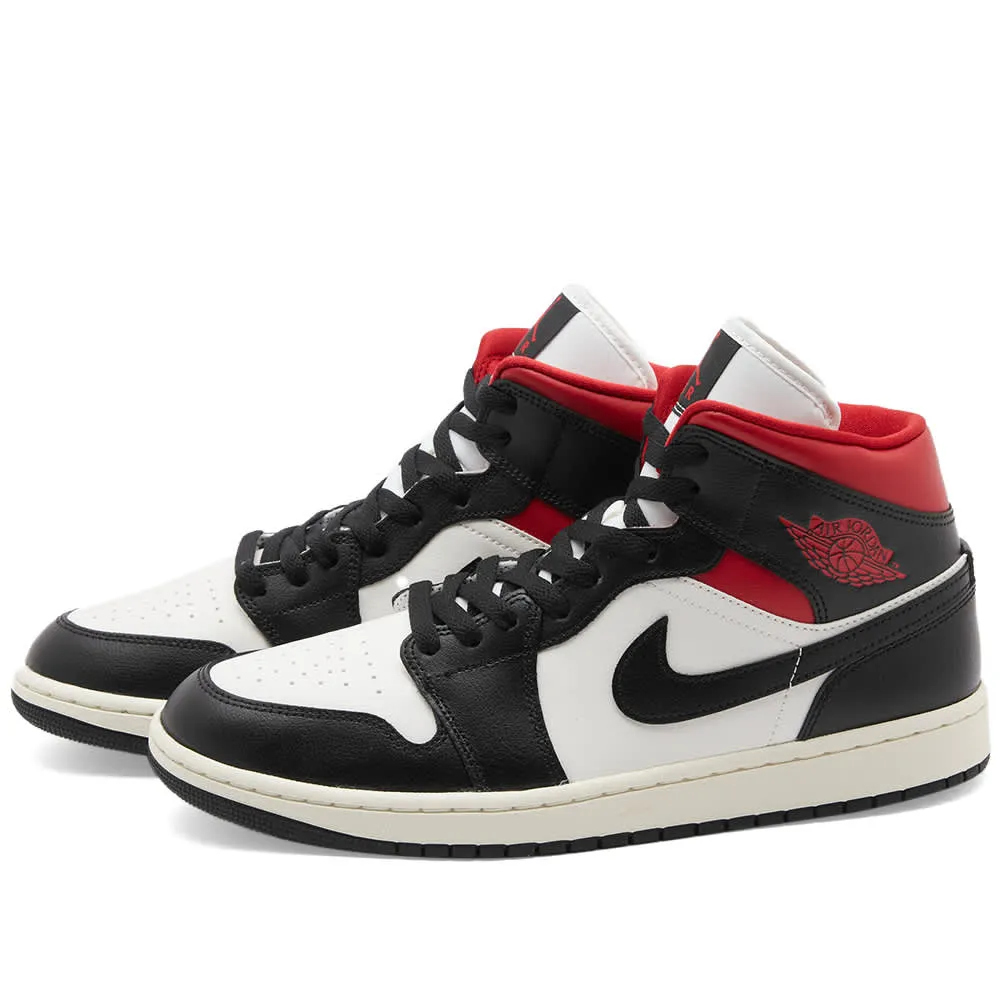 Nike Air Jordan 1 Mid W sneakers, black, white, red