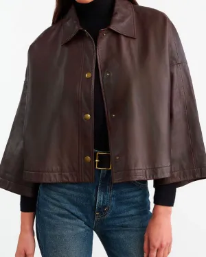 Nili Lotan - Ines Leather Jacket in Dark Brown