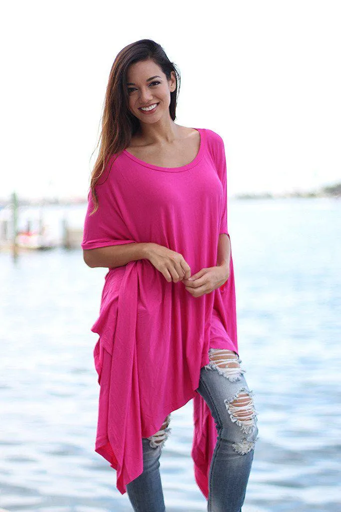 Pink Poncho Style Top