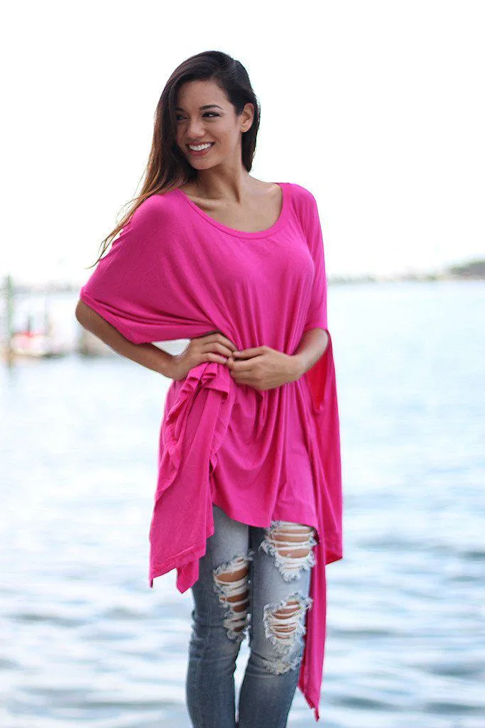 Pink Poncho Style Top