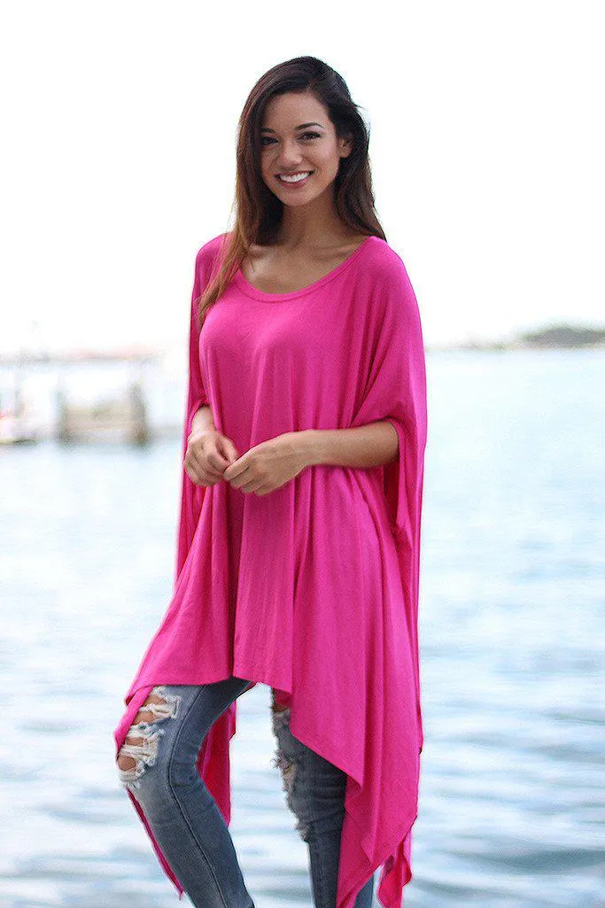 Pink Poncho Style Top