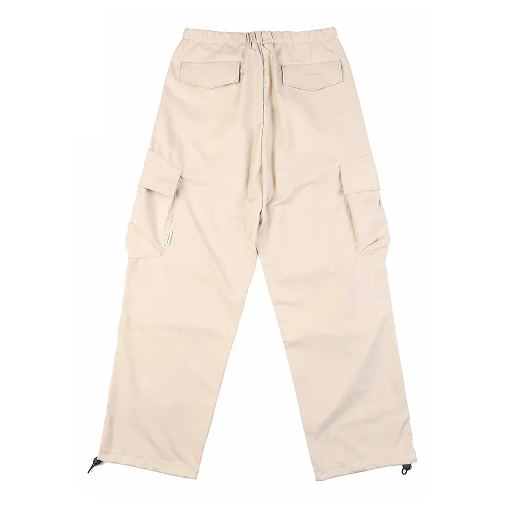 Pleated Cargo Jogger Pants - Multi-pocket Safari Style - Solid Color