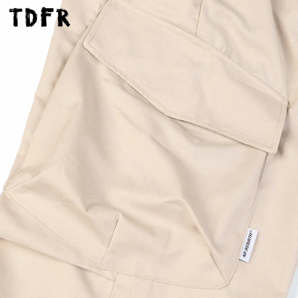 Pleated Cargo Jogger Pants - Multi-pocket Safari Style - Solid Color