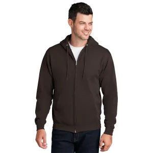 Port & Company® Core Fleece Full-Zip Hooded Sweatshirt - Dark Chocolate Brown