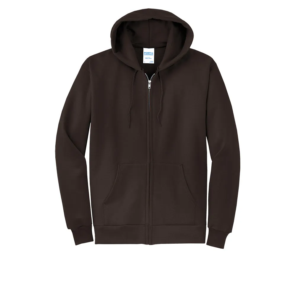 Port & Company® Core Fleece Full-Zip Hooded Sweatshirt - Dark Chocolate Brown