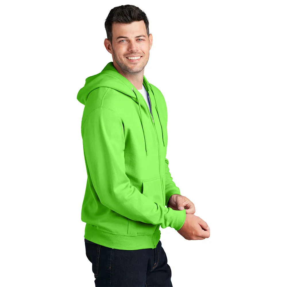 Port & Company® Core Fleece Full-Zip Hooded Sweatshirt - Neon Green